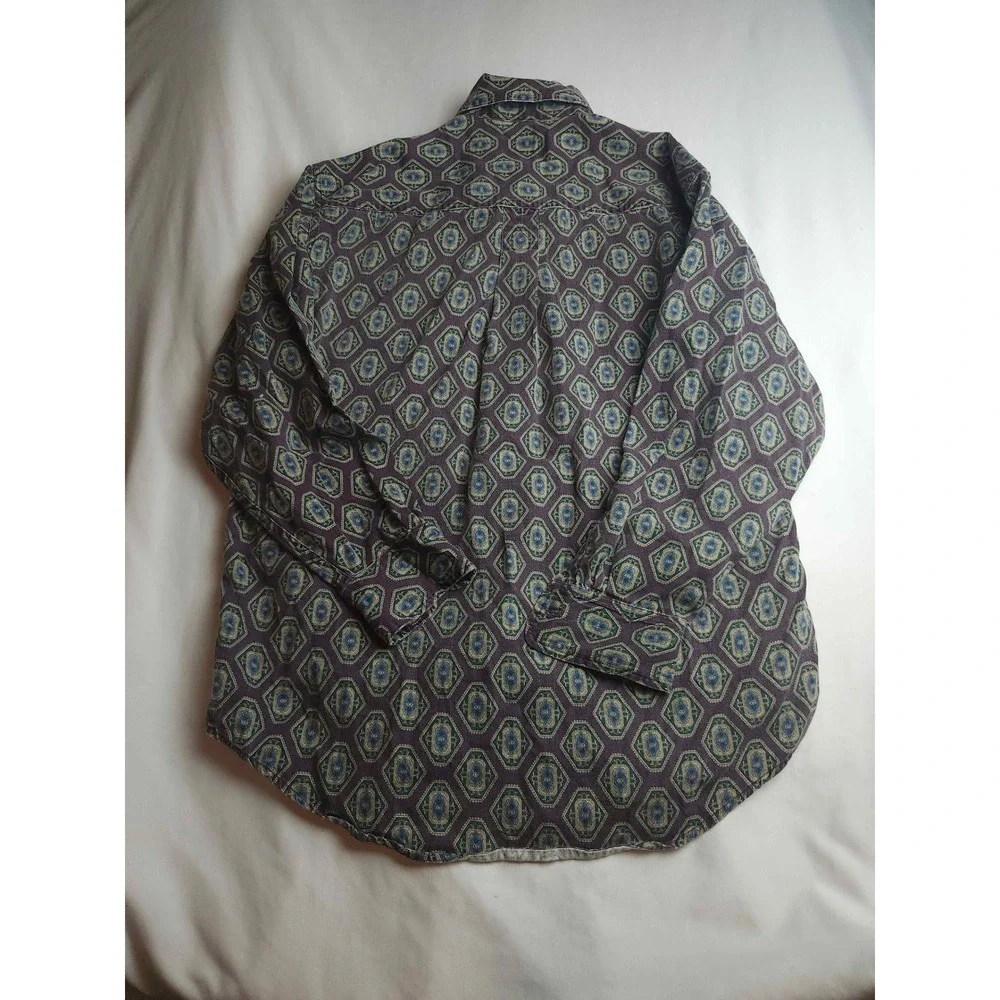 The Arrow Company Mens Purple Geometric Medallion Print Button Down Shirt Size M